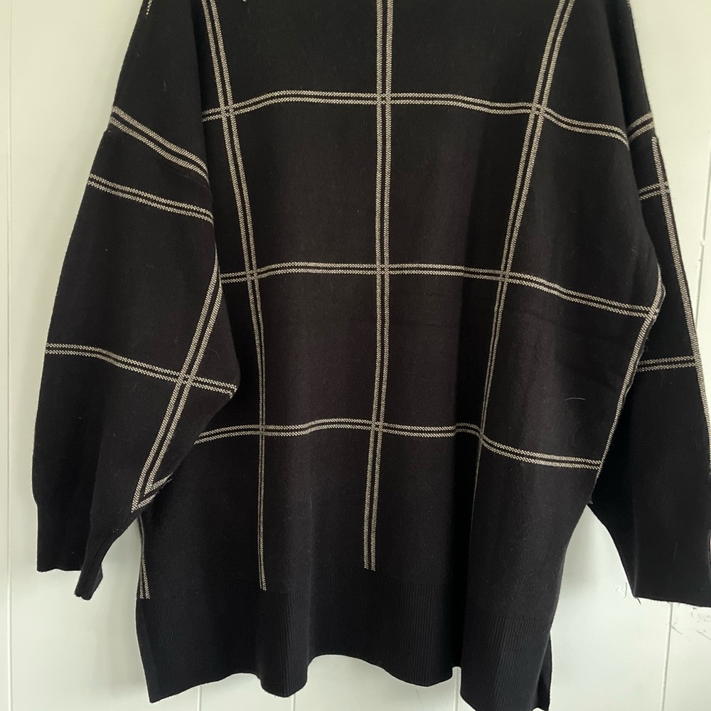 Philosophy Woman V-Neck Slouchy Sweater Black Viscose Stripes Pullover Size 3X - Picture 4 of 12